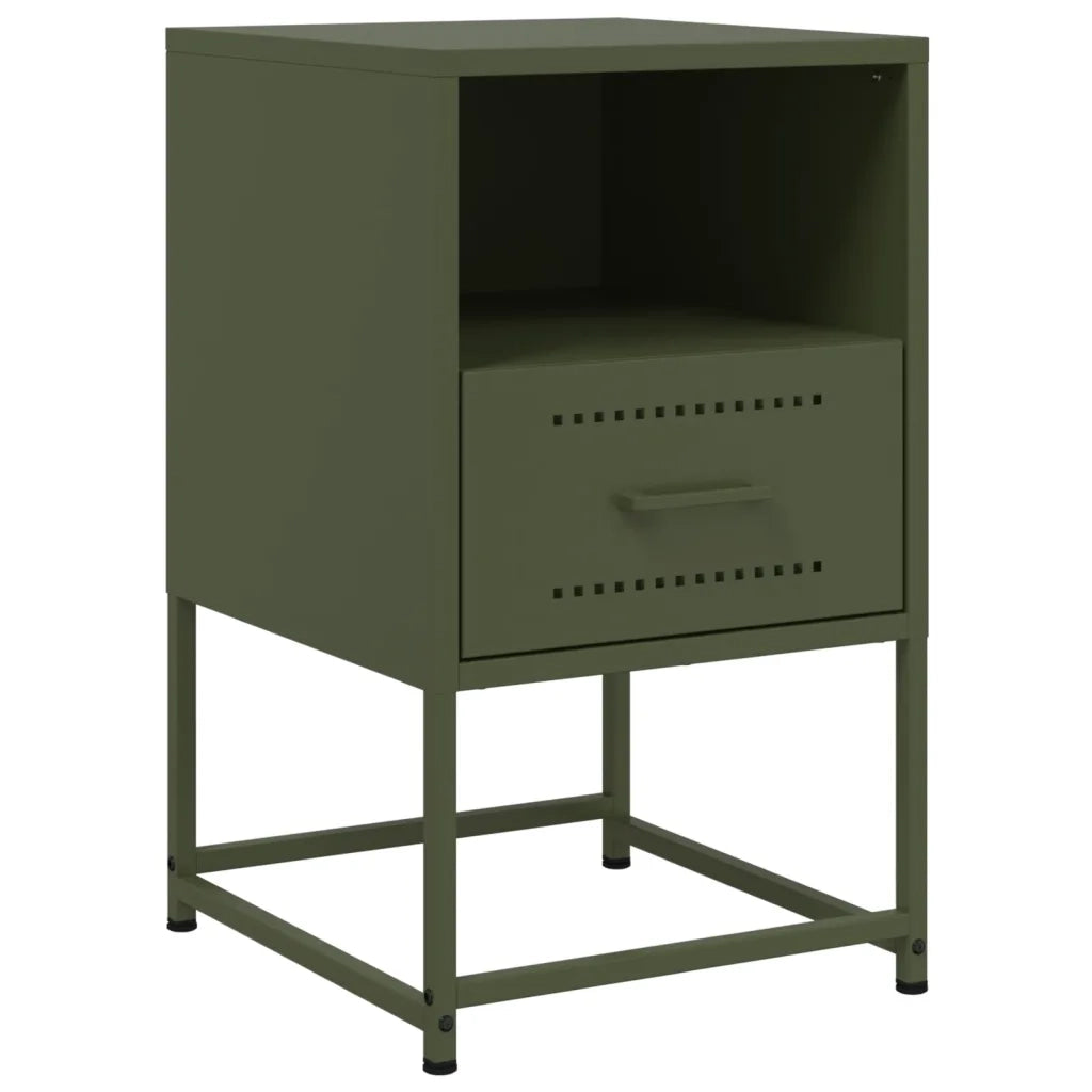 Comodino-Tavolino da notte Verde Oliva 36x39x60,5 cm in Acciaio 529352