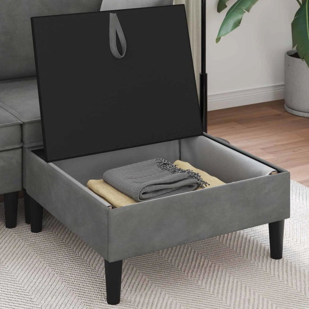 Pouf con Storage Grigio Scuro Velluto 42027134