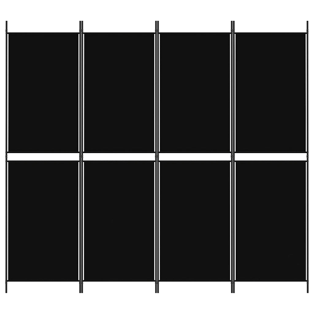 Divisorio Ambienti | Divider per stanze | Paravento a 4 Pannelli Nero 200x180 cm in Tessuto