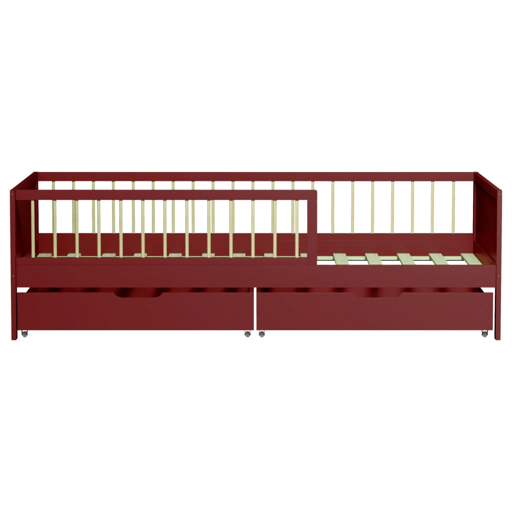 Letto per bambini 190x90cm in terracotta con cassetti ADAM