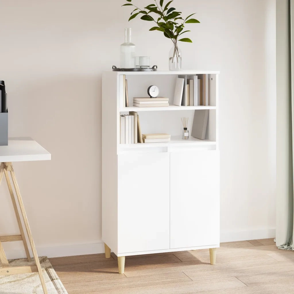 Credenza Alta Bianca 60x36x110 cm in Legno Multistrato 821220