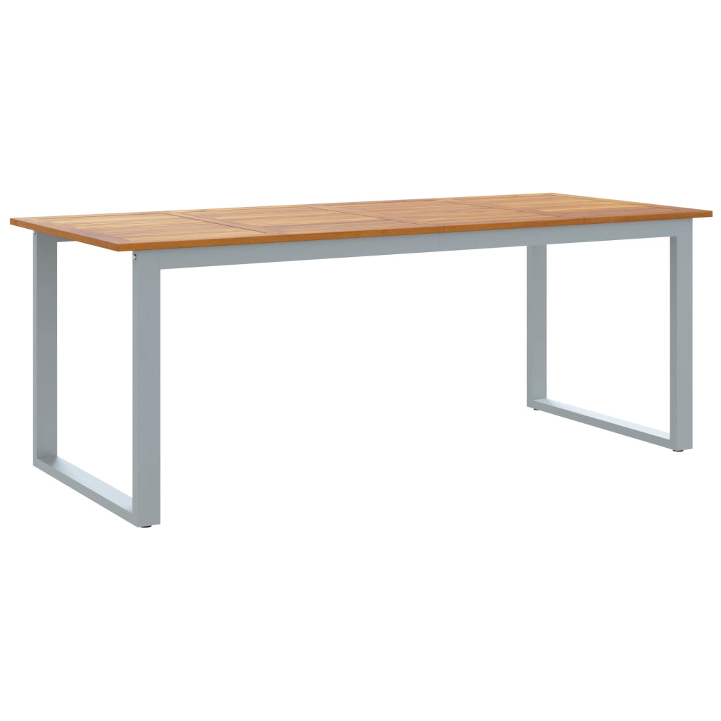 Tavolo da pranzo da esterno  Grigio 200x90x75 cm Acciaio e Legno Massello di Acacia