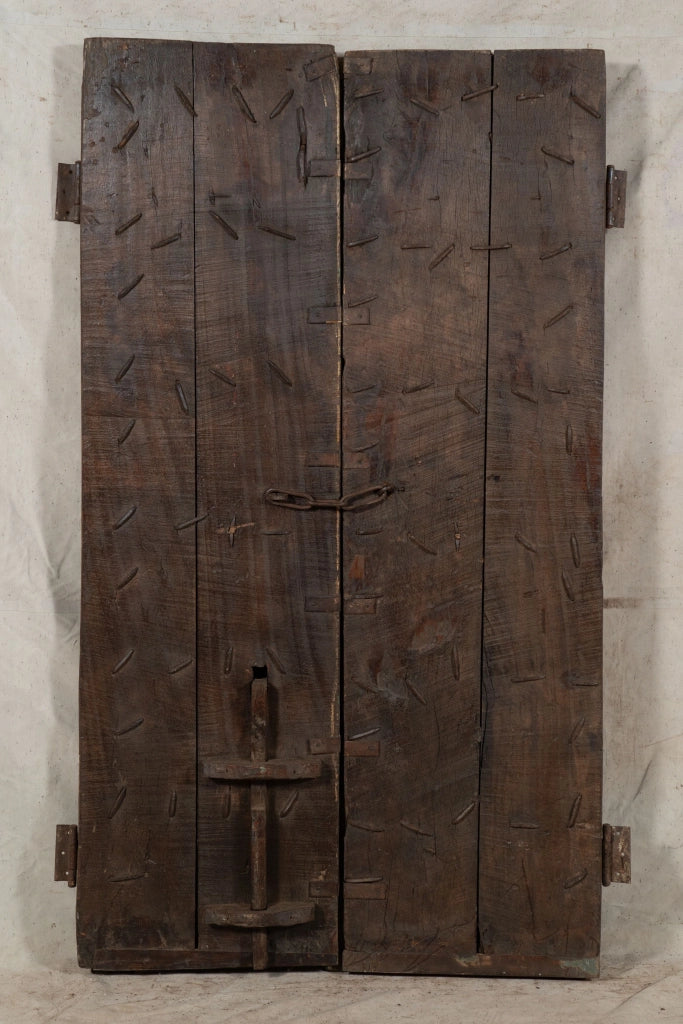 Biscottini Porta portone in legno massello e ferro da interno o da esterno vecchia e antica medievale scorrevole