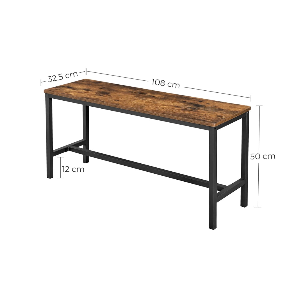 Panche per sala da pranzo set di 2 sedute per cucina stile industriale 108 x 325 x 50 cm struttura in metallo resistente per cucina sala da pranzo soggiorno marrone rustico 12_0004174