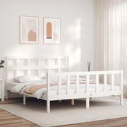 Giroletto senza Materasso-Struttura Letto Bianco 160x200 cm Legno Massello Pino 898355