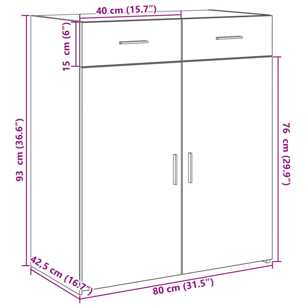 Credenza Grigio Cemento 80x42,5x93 cm in Legno Multistrato 3281472