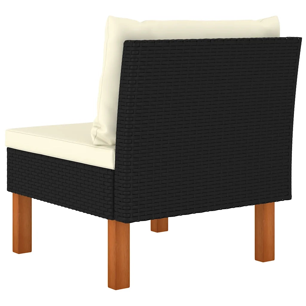 Poltrone Centrali 3 pz Polyrattan e Legno Massello di Eucalipto CFW9511754