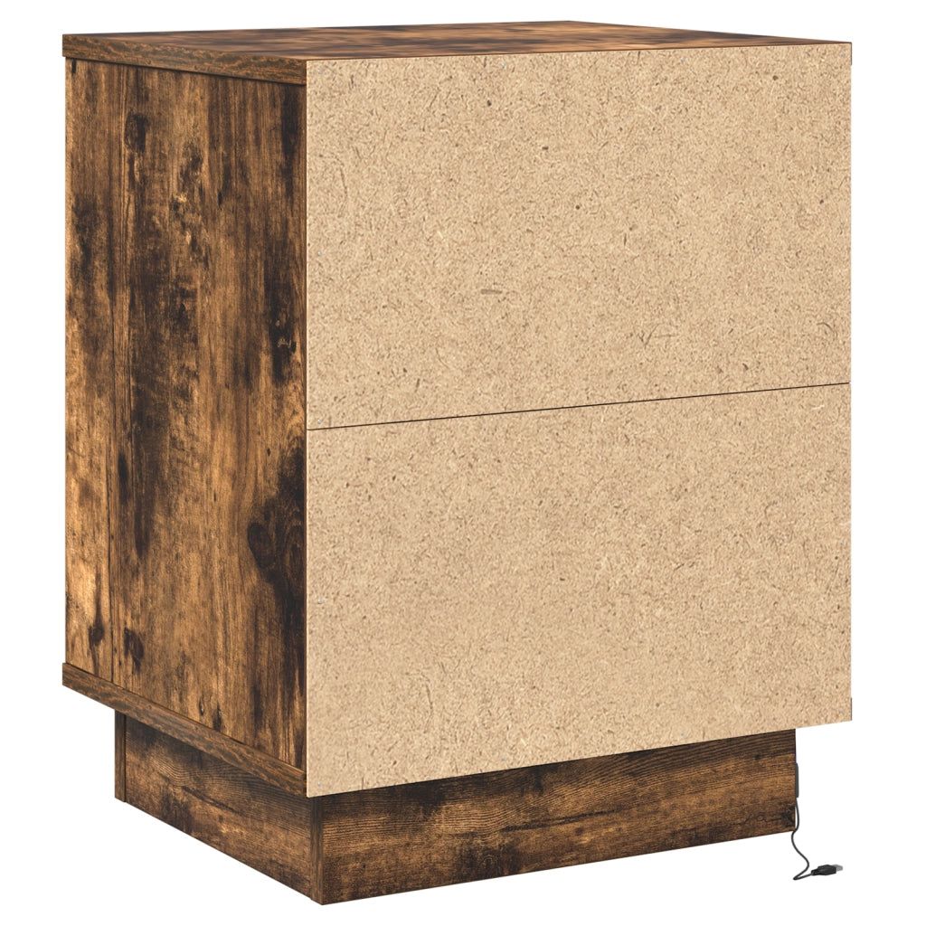 Comodini con luci LED 2 pezzi Rovere affumicato 39x34,5x50 cm