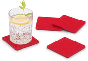 Sottopanchetti di velluto quadrati da 8 (colore selezionabile) rosso - sottopanchetti di velluto per tavolo e bar come sottopanchetti per bicchieri e bicchieri rettangoli quadrati