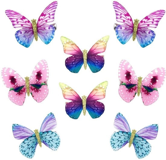 Clips per capelli 3D farfalla - 8 pezzi - spille per capelli per donne - spille per capelli per ragazze - copricapo da sposa - disegno con glitter - spille per capelli
