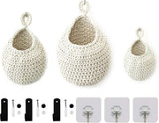 Set di 3 cesti in cotone a forma di lacrima per appendere alla parete, per verdure e frutta, per il cesto in cucina per l'aglio, verdure e frutta - bianco