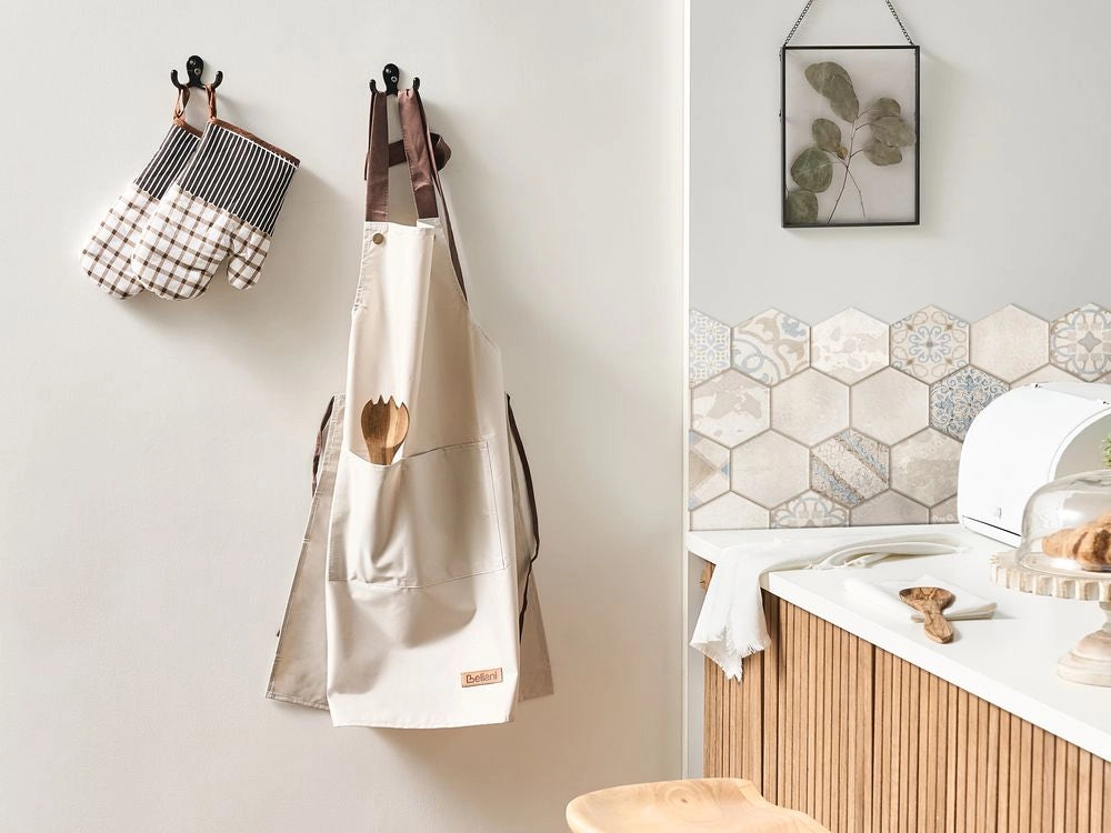 Set da cucina Grembiule Guanti da forno Panni da cucina beige tessili da cucina