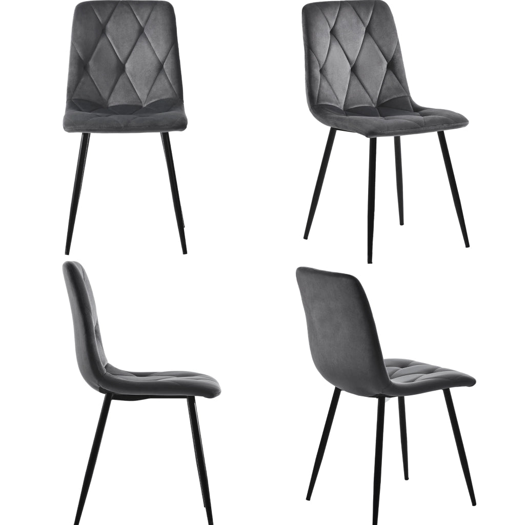 Set tavolo da pranzo 117x68 cm; 4 sedie; moderno; MDF; grigio