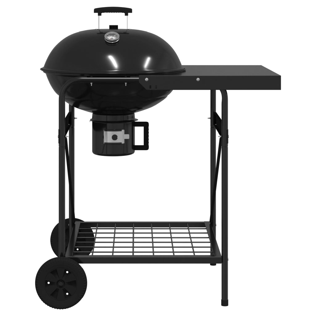 Carrello Barbecue a Carbone  con Coperchio Nero 96x72x113 cm in Metallo