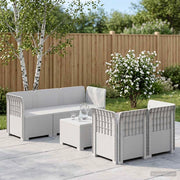 Divano da Giardino 5 Posti Stile Rattan PP Bianco 3443888