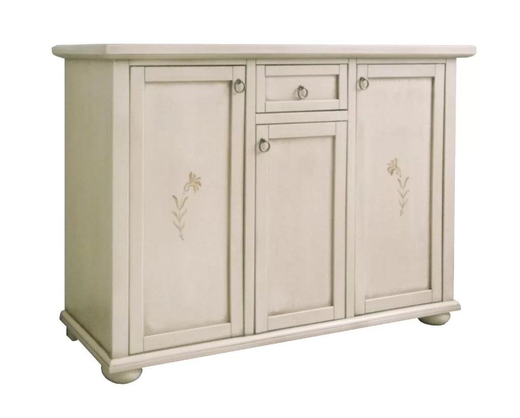 Madia credenza 3 porte 1 cassetto avorio patinato l.120 p.40 h.88 - Mobili 2G