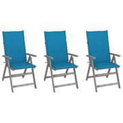 Sedie da Giardino Reclinabili 3 pz con Cuscini Massello Acacia cod mxl 8175