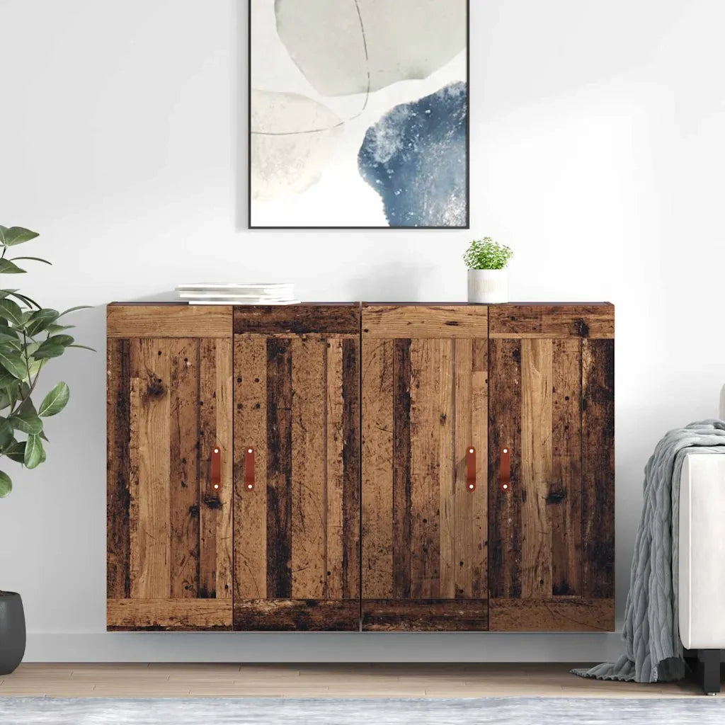 Mobile a muro 2 pcs Legno vecchio 69,5 x 34 x 90 cm 3415556