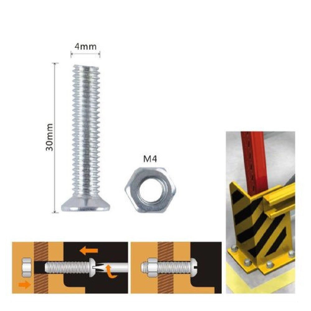 Trade Shop - Set 18 Pezzi Viti Vite A Testa A Croce Piatta 4x30mm Con Dado Esagonale M4 90936 -