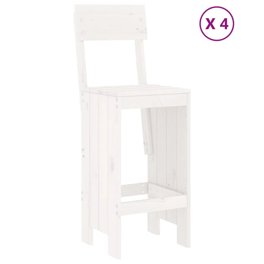 Set Bar da Giardino 5 pz | Set Salotto da Giardino Bianco in Legno Massello di Pino