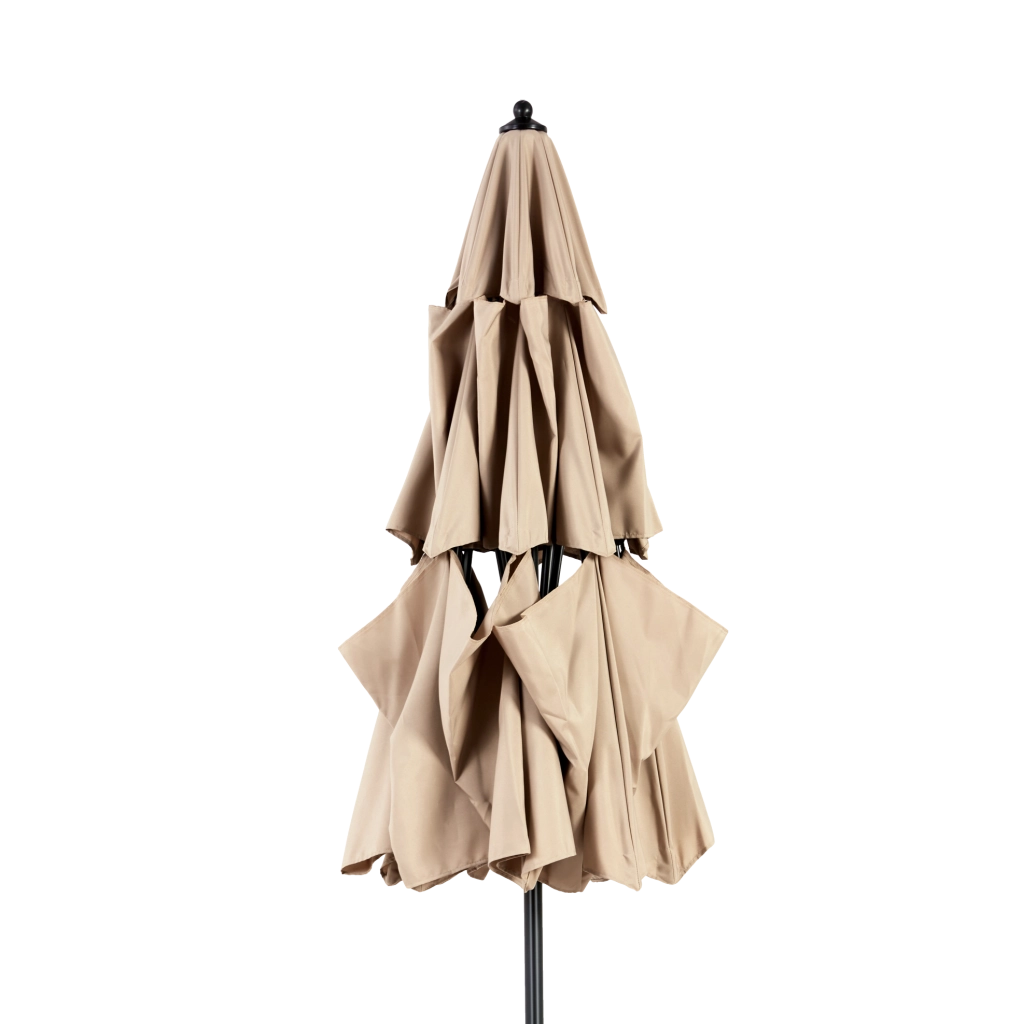 Ombrellone da giardino 10 ft a 3 livelli con inclinazione automatica; khaki; in acciaio