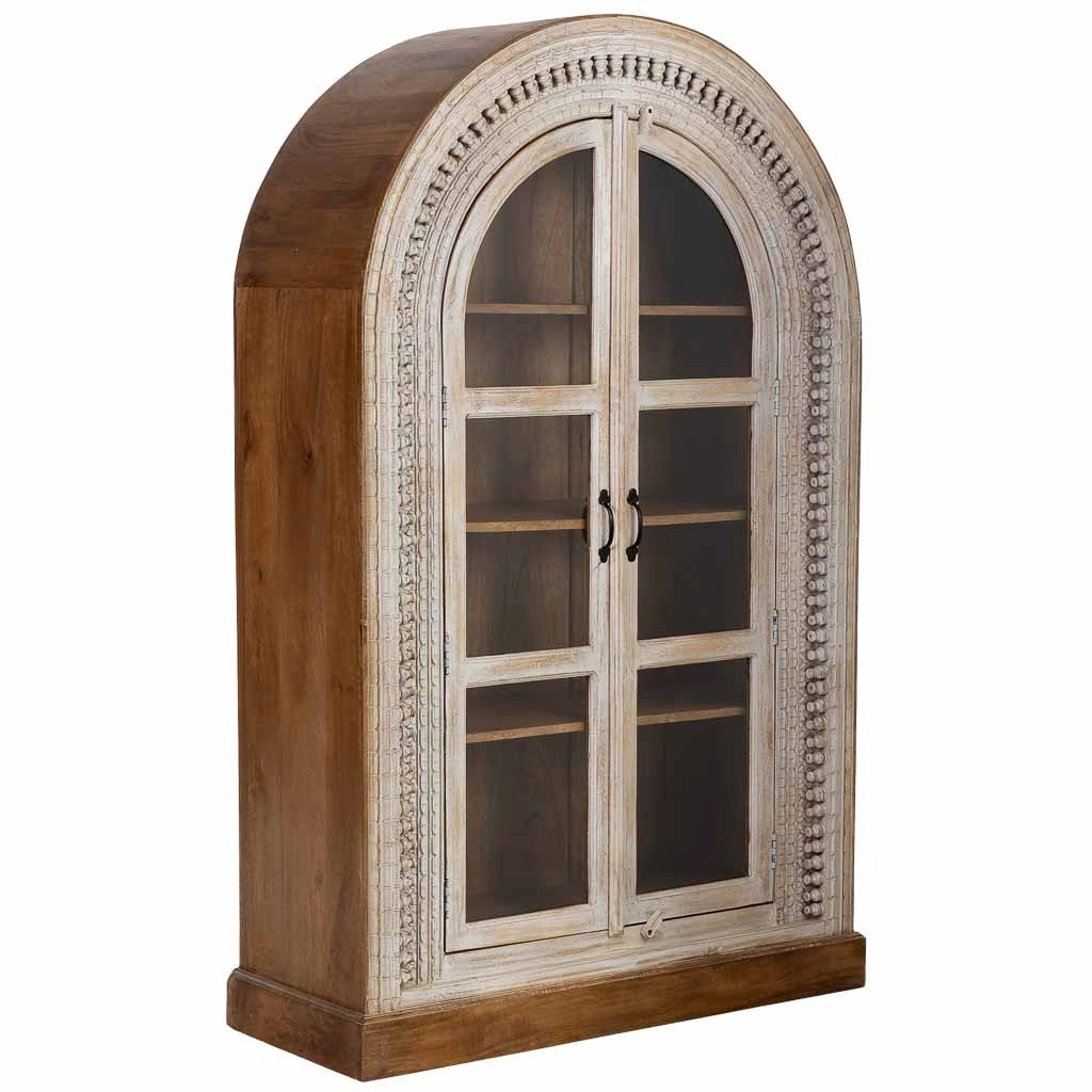 Vetrina in legno bianco fatta a mano 112x41x181h cm
