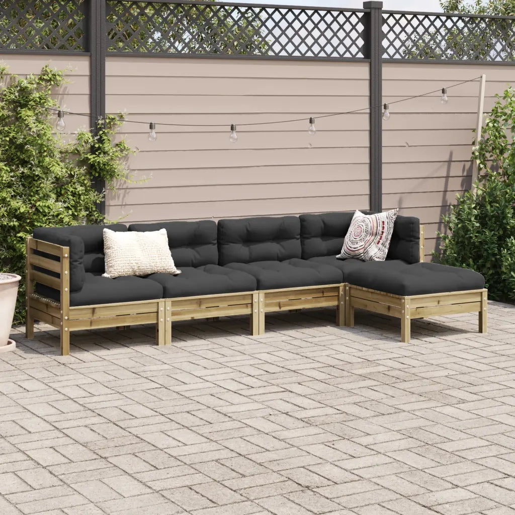 Set Divani da Giardino 5pz con Cuscini Legno Impregnato di Pino 3299395