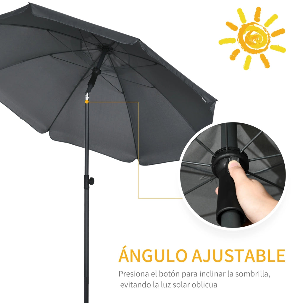 Ombrellone da Giardino con Protezione UV50+ ¨C zephmum ¨C Grigio Scuro ?180x209 cm