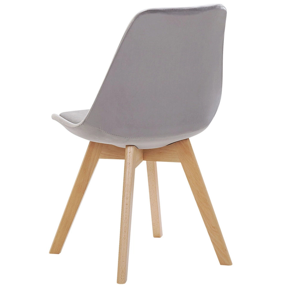 Set di 2 sedie da pranzo con rivestimento in velluto grigio gambe in legno eleganti design moderno