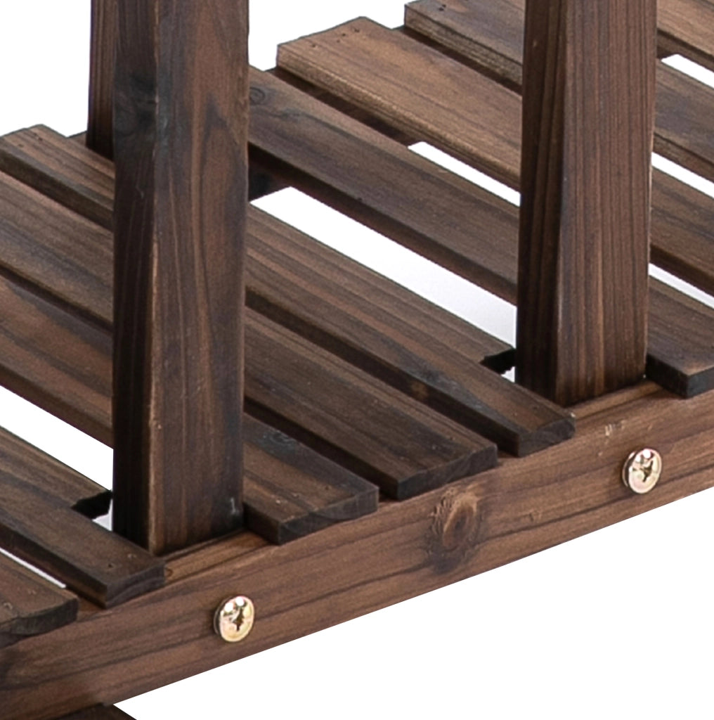 Scaffale portapiante in legno con 6 ripiani e ruote