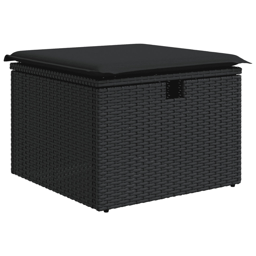 Set Divano da Giardino 6 pz con Cuscini Nero in Polyrattan 3265773