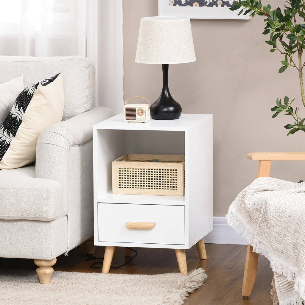 Comodino con cassetto e ripiano ¨C zephmum ¨C bianco 40x40x62 cm
