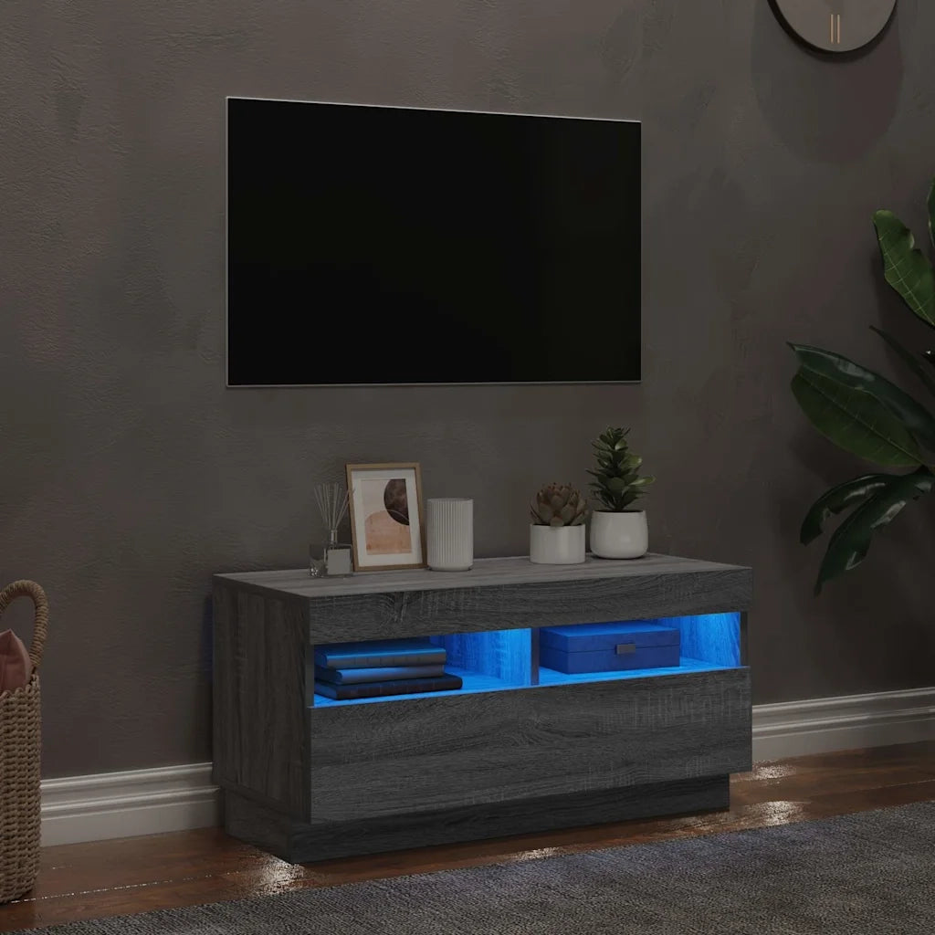 Mobile Porta TV con Luci LED Grigio Sonoma 80x35x40 cm 815724
