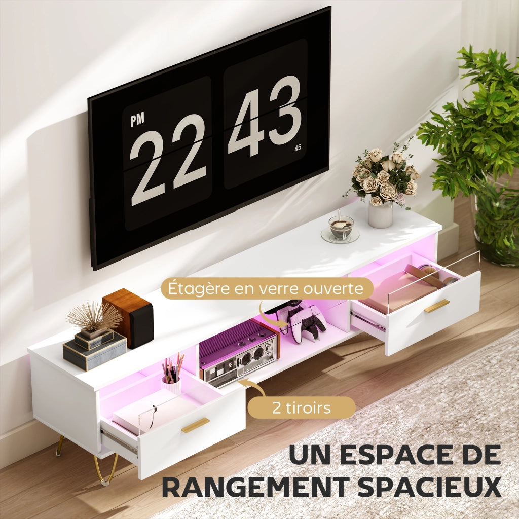 Mobile TV con Luci LED Multicolore ¨C Zephmum ¨C Bianco 160x35x42cm