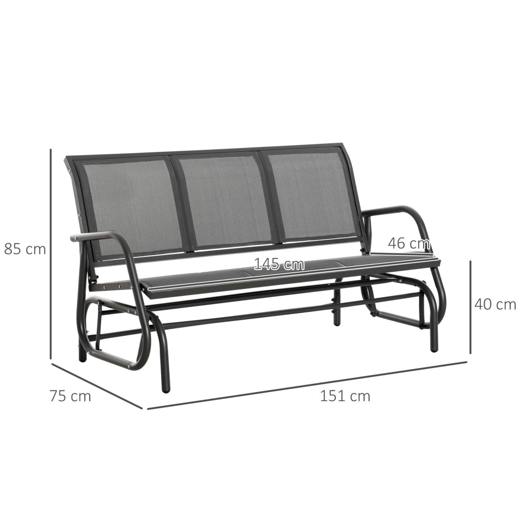 Panchina Dondolo da Giardino 151x75x85 cm in Metallo e Texteline Grigio