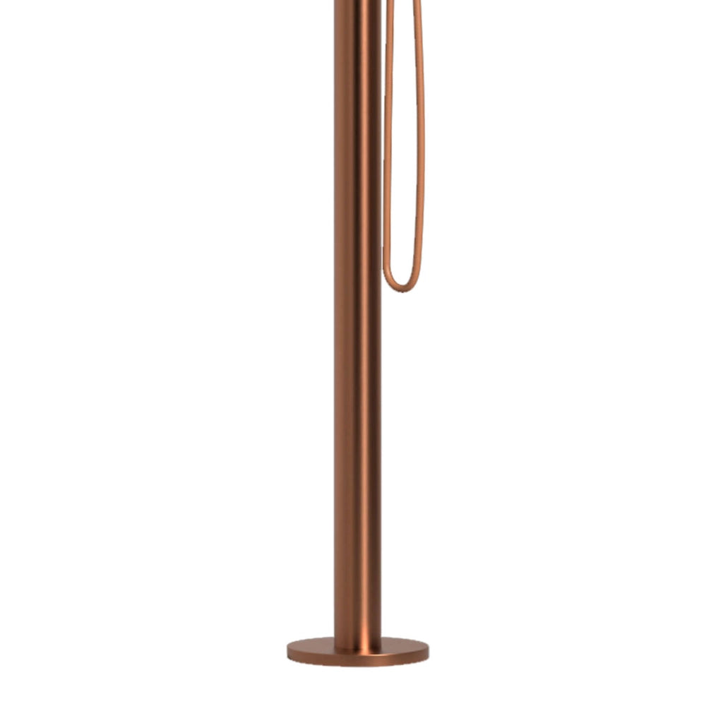 SINED Doccia Esterna Inox Oro Rosa con Miscelatore e Doccino Acciaio Inox AISI 316L Fusto Diametro 6 cm Altezza 2300 mm Attacchi Integrati Modello DOCCIA CHIA ORO ROSA