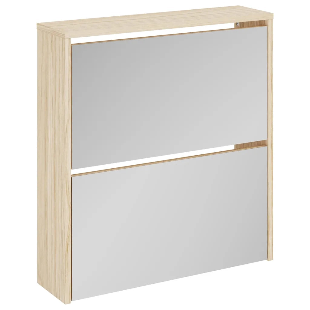 Scarpiera con 2 Ripiani e Specchio Colore Rovere 63x17x67 cm cod mxl 50668