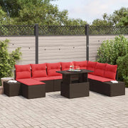Set Divano da Giardino 9 pz Marrone polyrattan 3357977