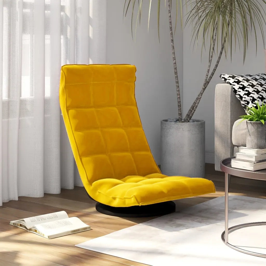 Sedia da Pavimento Girevole Gialla in Velluto CFW7372387