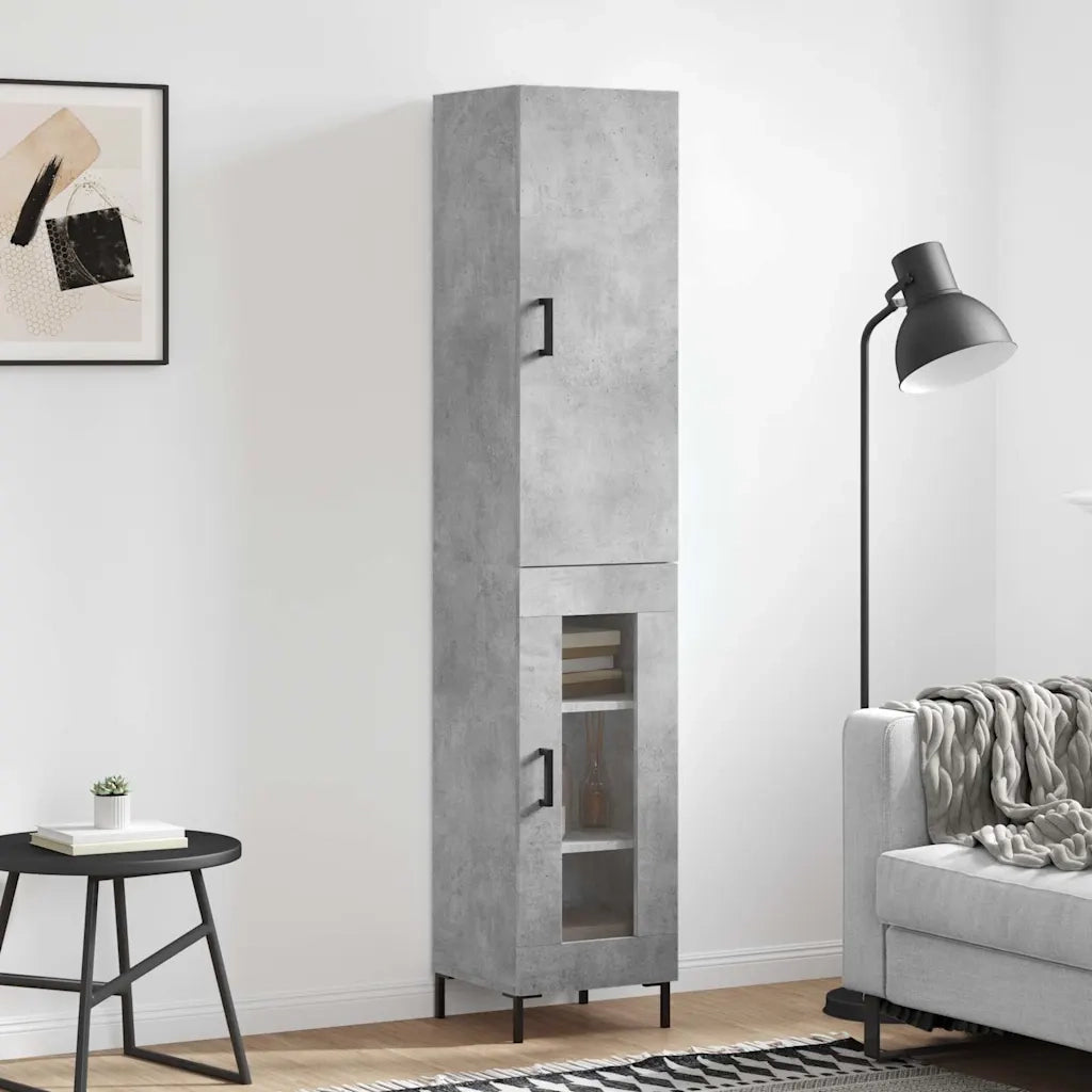 Credenza | Madia | Buffet da pranzo | Armadio da pranzo Grigio Cemento 34,5x34x180 cm in Legno Multistrato