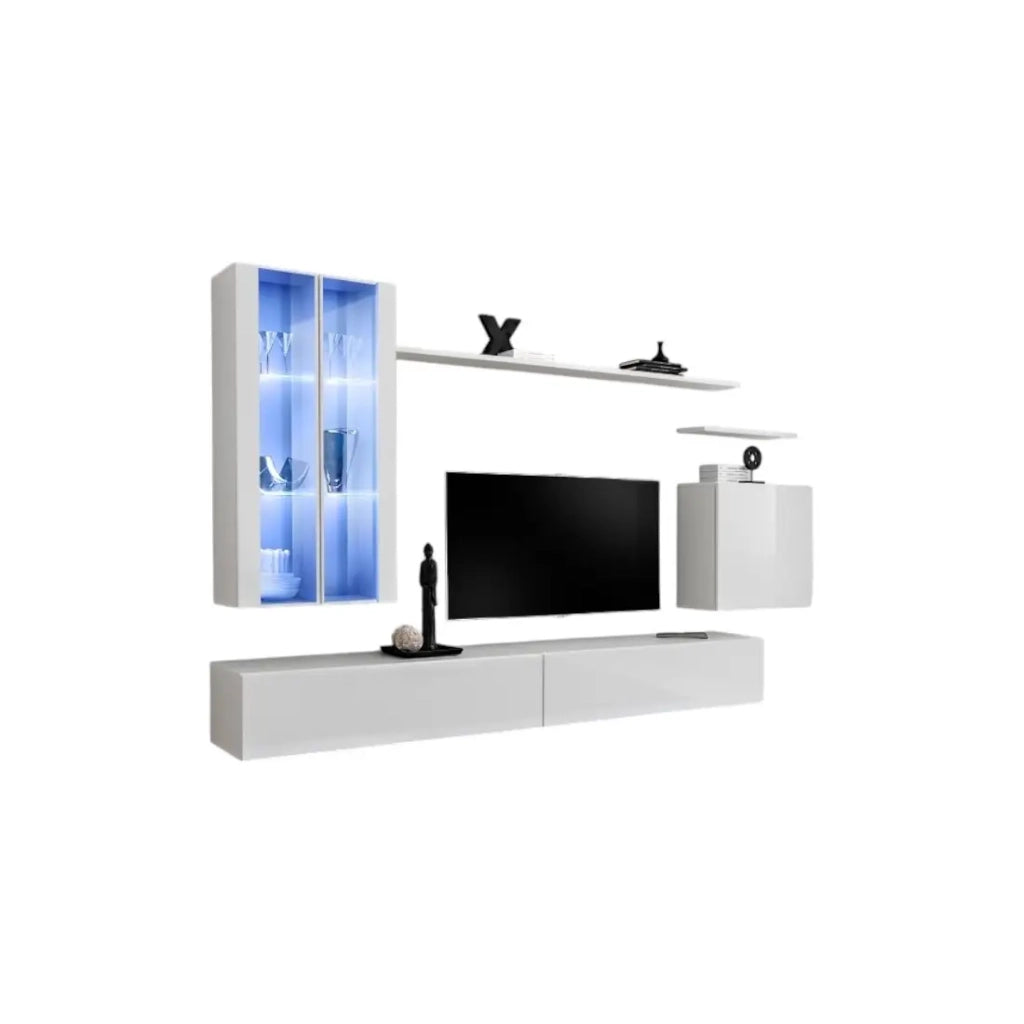 Mobile per soggiorno da parete SWITCH XII design, colore bianco lucido.