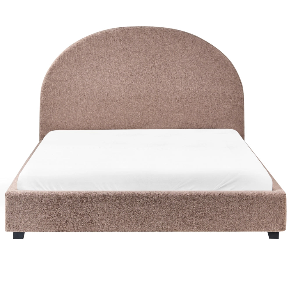 Letto con rete design minimalista retrò bouclé tortora 140 x 200 cm