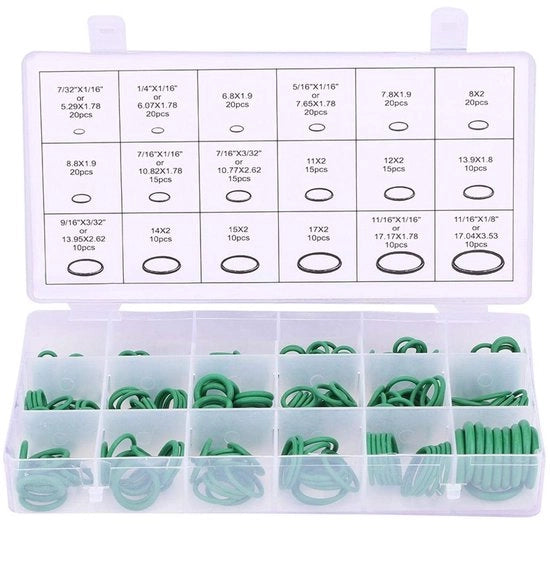 Kit di O-ringen Auto - 270 pezzi - Diversi utilizzi - Adatto per auto e apparecchi domestici - Gomma - Verde