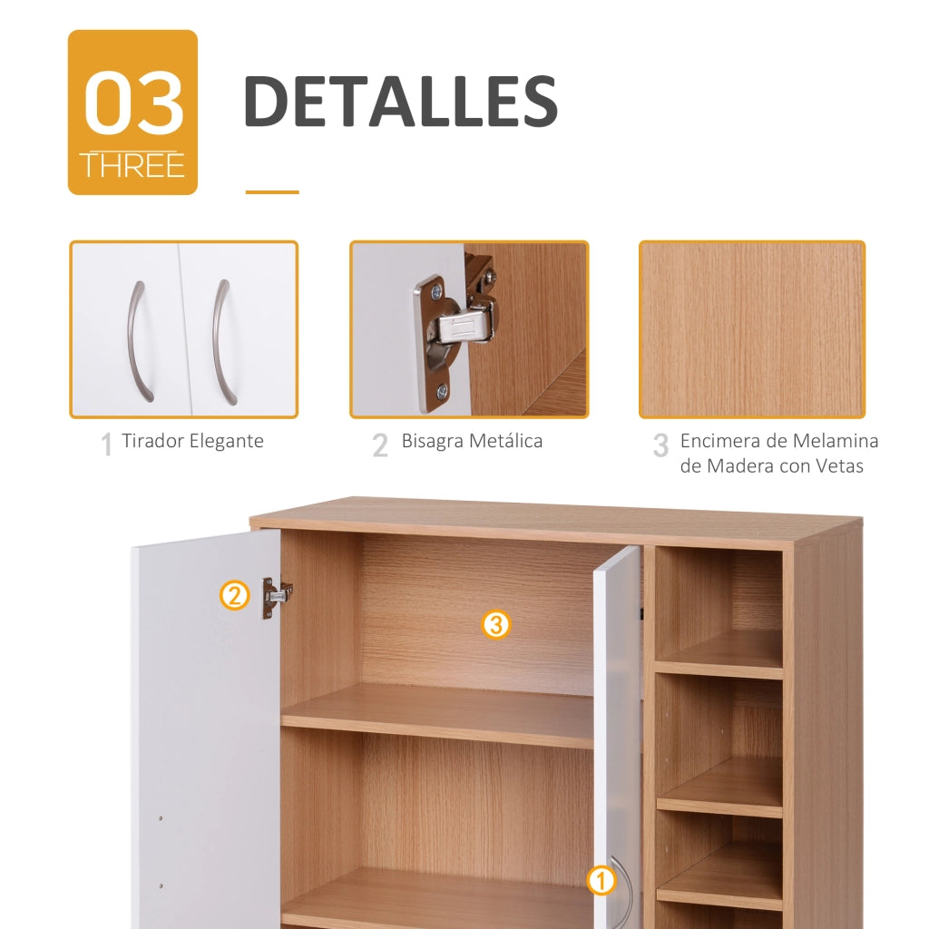 Armadio Basso Multiuso con Ante e Ripiani ¨C zephmum ¨C 80x32x91 cm
