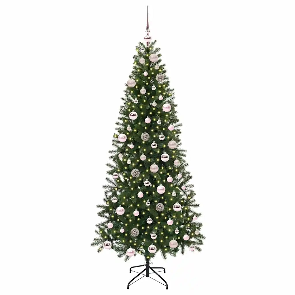 Albero di Natale | Decorazioni natalizie artificiale con 300 LED Verde 180 cm PE e PVC