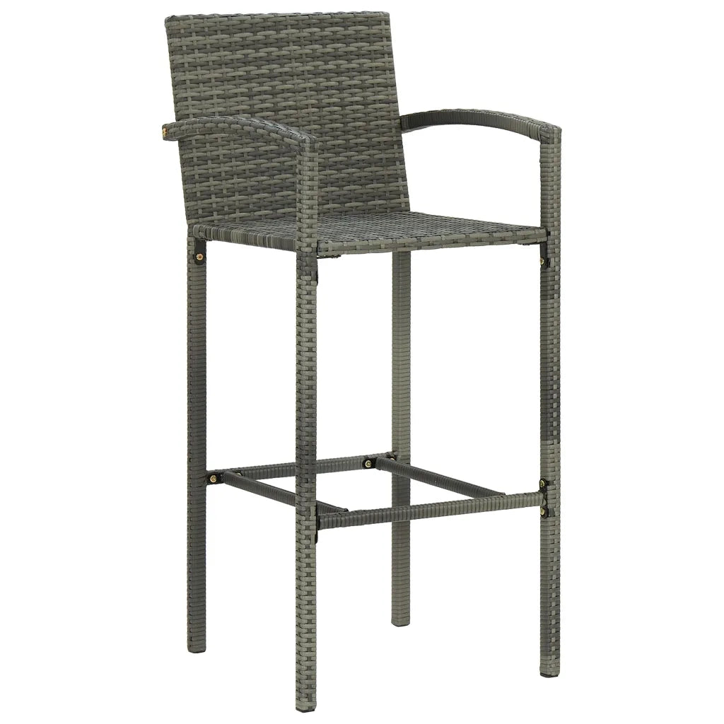 Set da Bar da Giardino 5 pz in Polyrattan Grigio cod mxl 40292