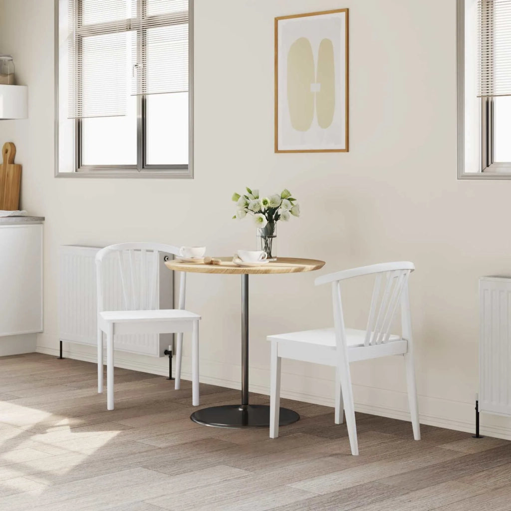Sedia da pranzo 2 pcs Bianco Legno di gomma massiccio