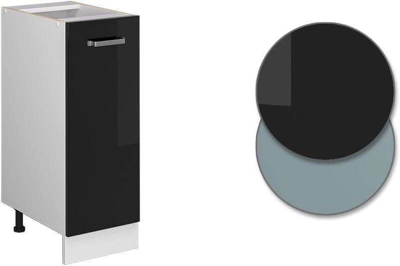Armadio cucina dispensa alto R-Line, Nero lucido, 30 cm senza piano di lavoro, per la libera combinazione all'interno di sistemi cucina modulari