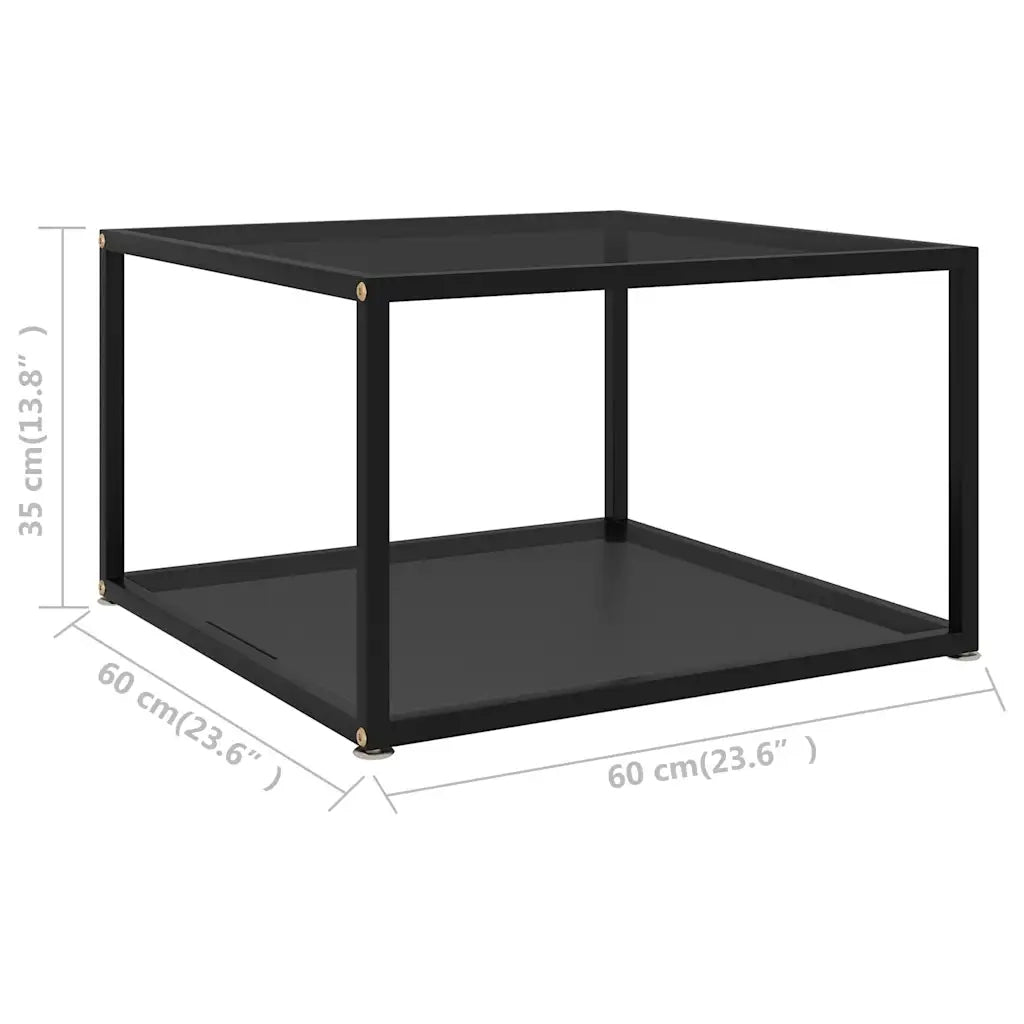 Tavolino da Salotto-Tavolino da soggiorno-Tavolo Nero 60x60x35 cm in Vetro Temperato
