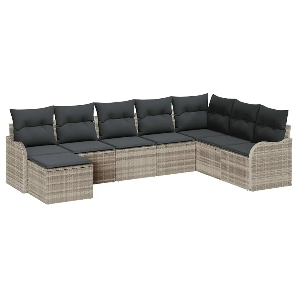 Set Divano da Giardino 8 pcs Grigio chiaro Poly Rattan 3345822
